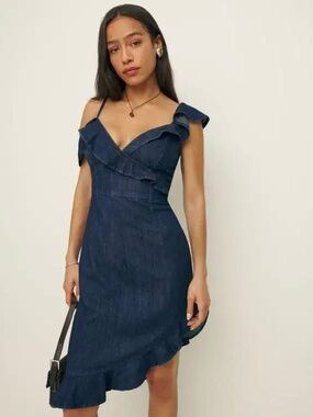 Reformation Evelyn Denim Dress Sz 8